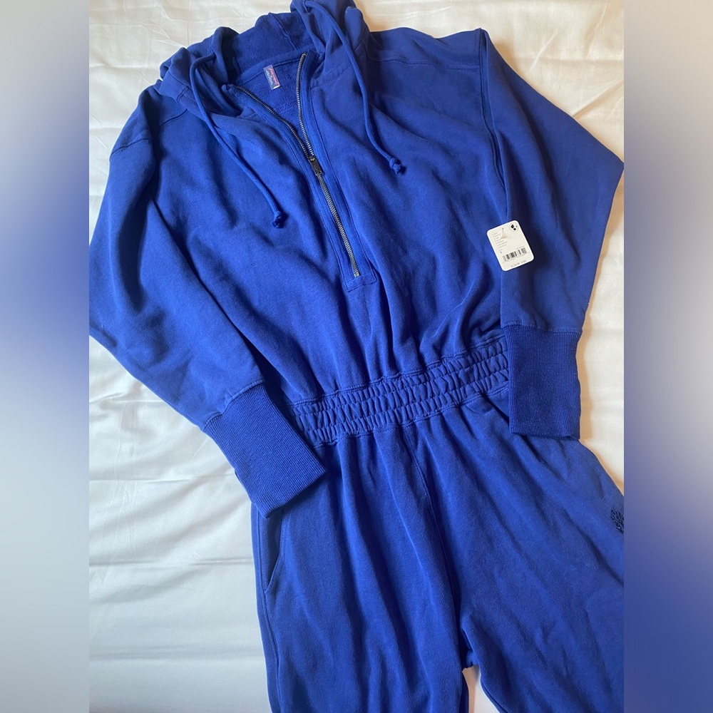 Free People Training Day Jumpsuit In Blue Indigo